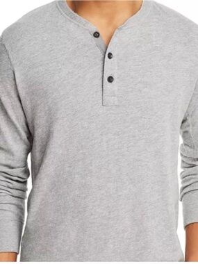 Rag & Bone Men's Gray Long-Sleeve classic Henley Shirt